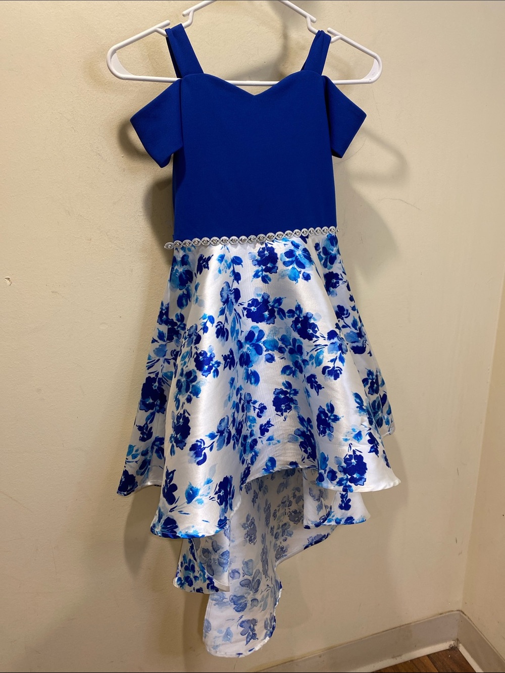 Speechless Royal Blue and White Floral Hi-Low Party Dress Sz 8